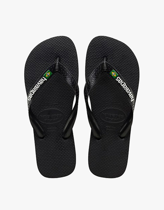 Mens Brazil Logo Jandals - Black