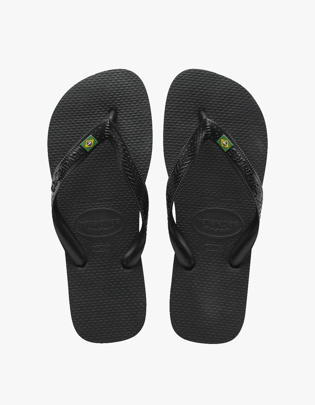 Mens Brazil Logo Jandals - Black