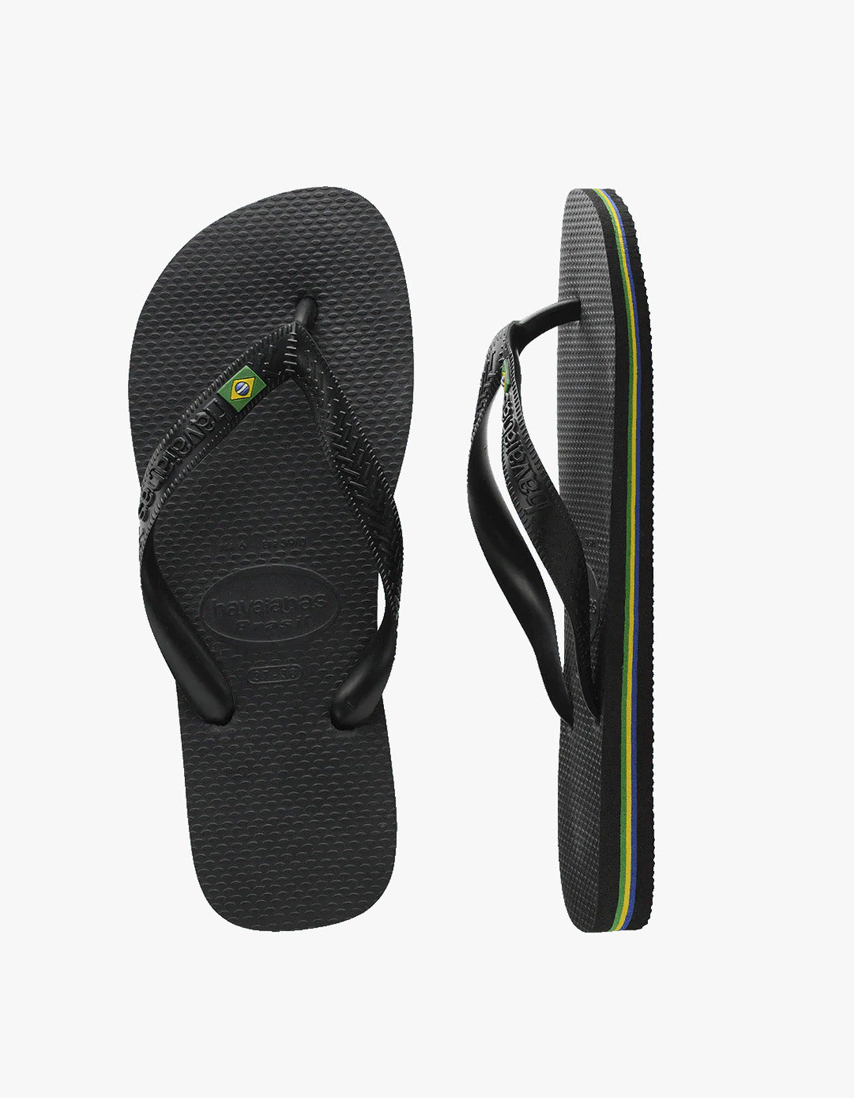 Mens Brazil Logo Jandals - Black