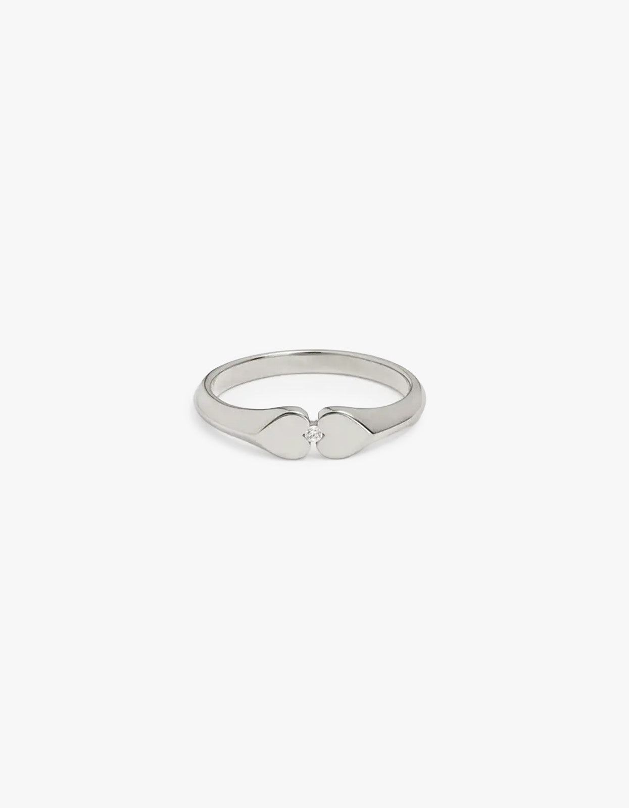 Heart Connection Signet Ring - Silver