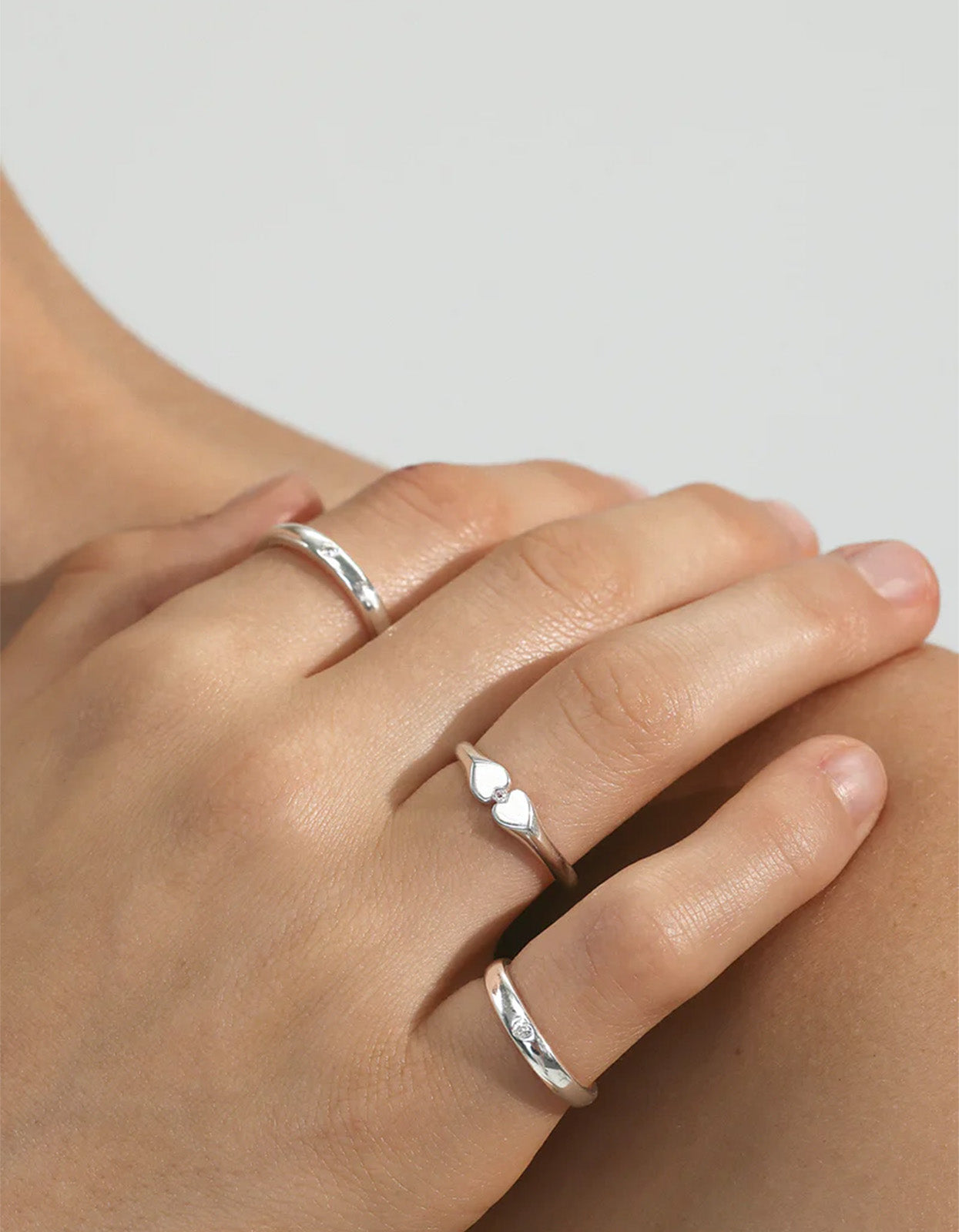 Heart Connection Signet Ring - Silver