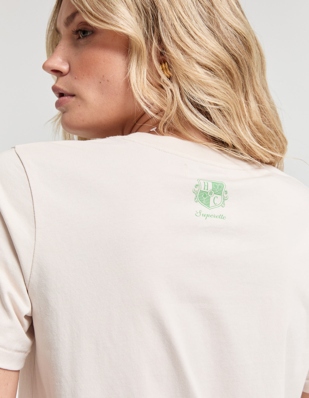 Holiday Club Script Tee - Oat Milk