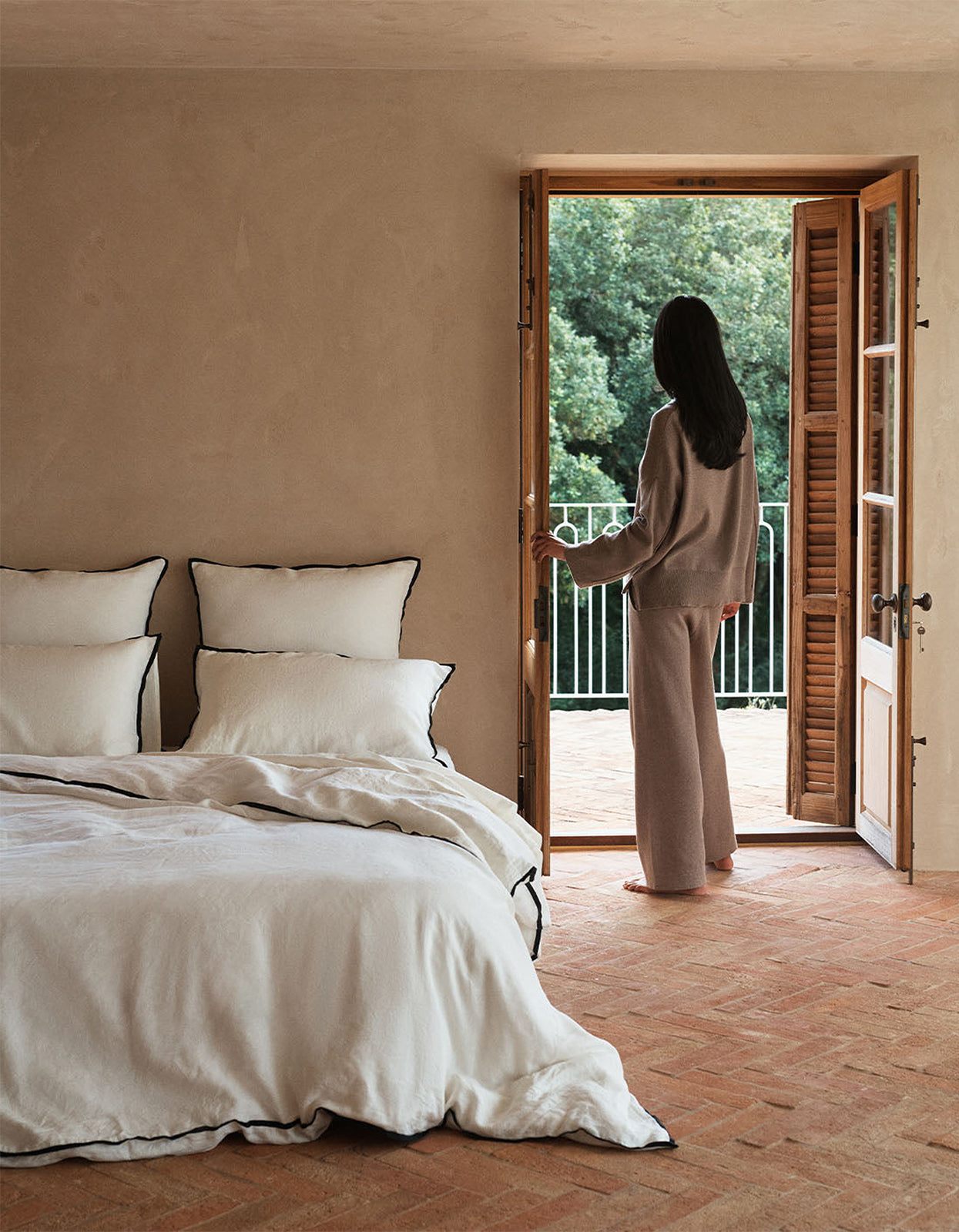 Linen Quilt Cover - Meringue