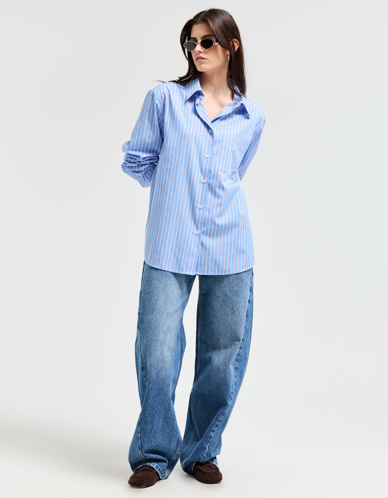 Jane Shirt - Blue/White/Orange