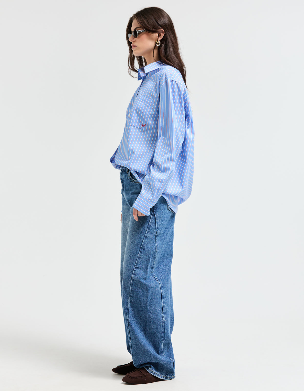 Jane Shirt - Blue/White/Orange