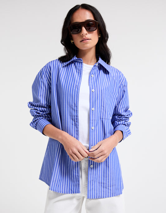 Jane Shirt - Blue/White Stripe