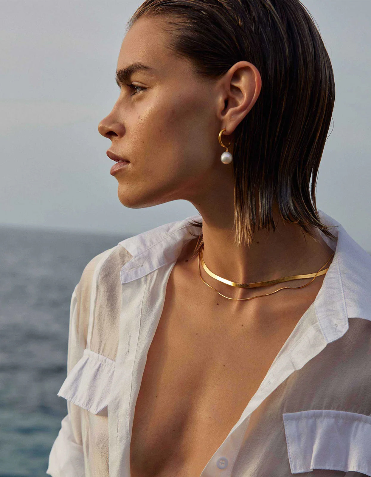 Herringbone Chain - 18K Gold