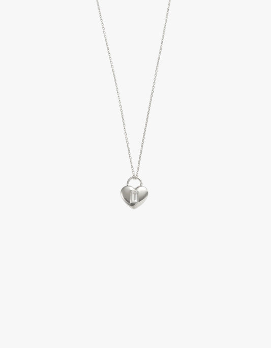 Vera Heart Lock Necklace - Sterling Silver