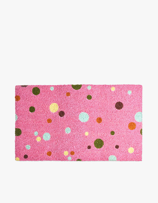 Coir Door Mat - Polkadot Pink