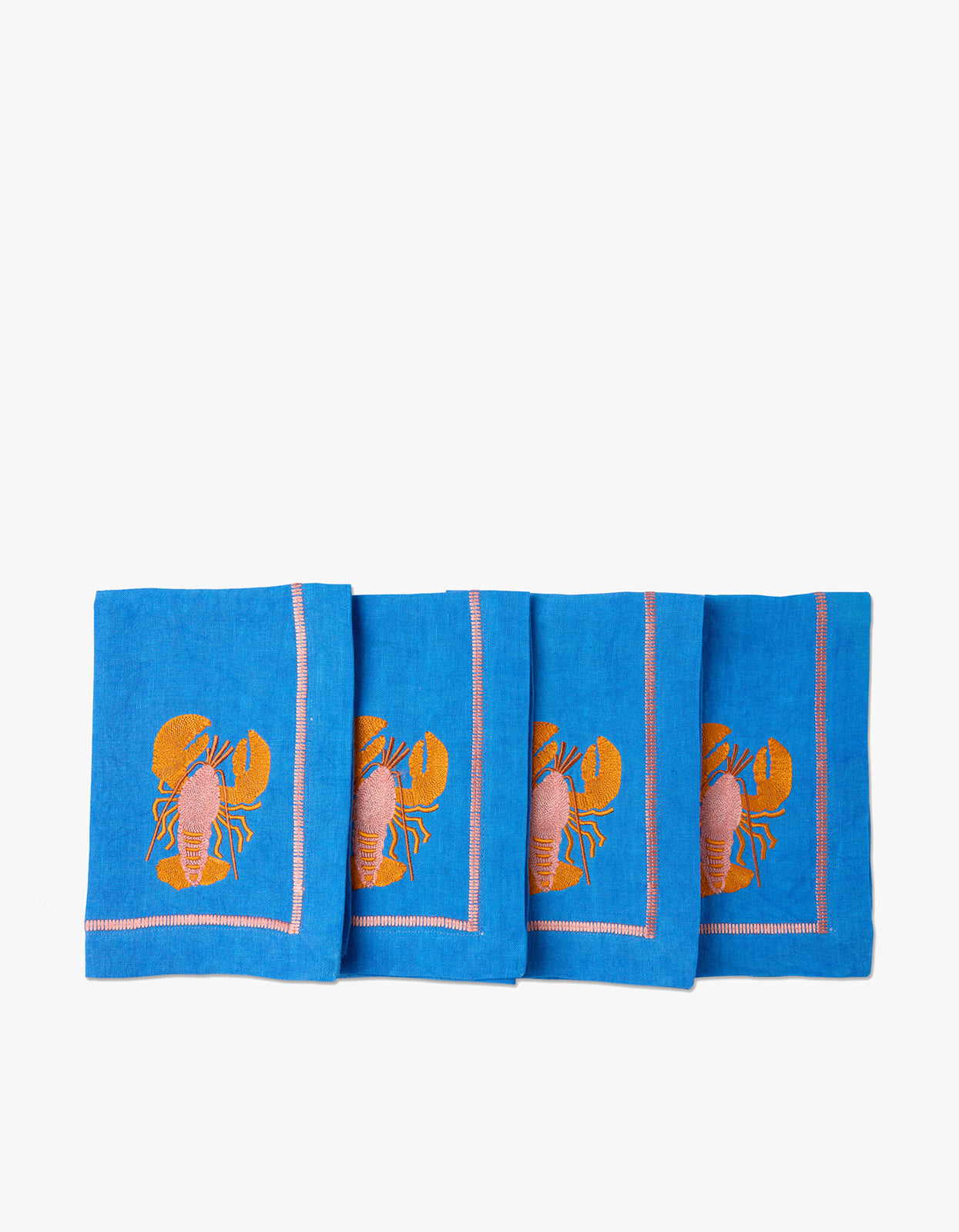 Lobster Embroidered 4 Pack Napkin Set - Lobster