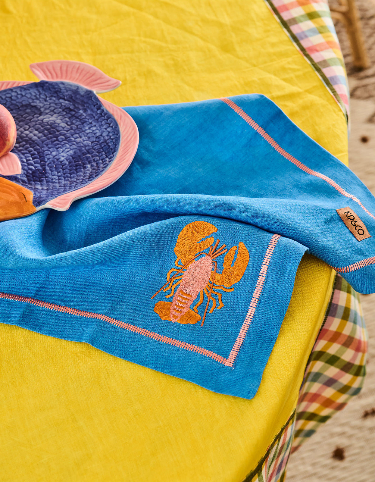 Lobster Embroidered 4 Pack Napkin Set - Lobster