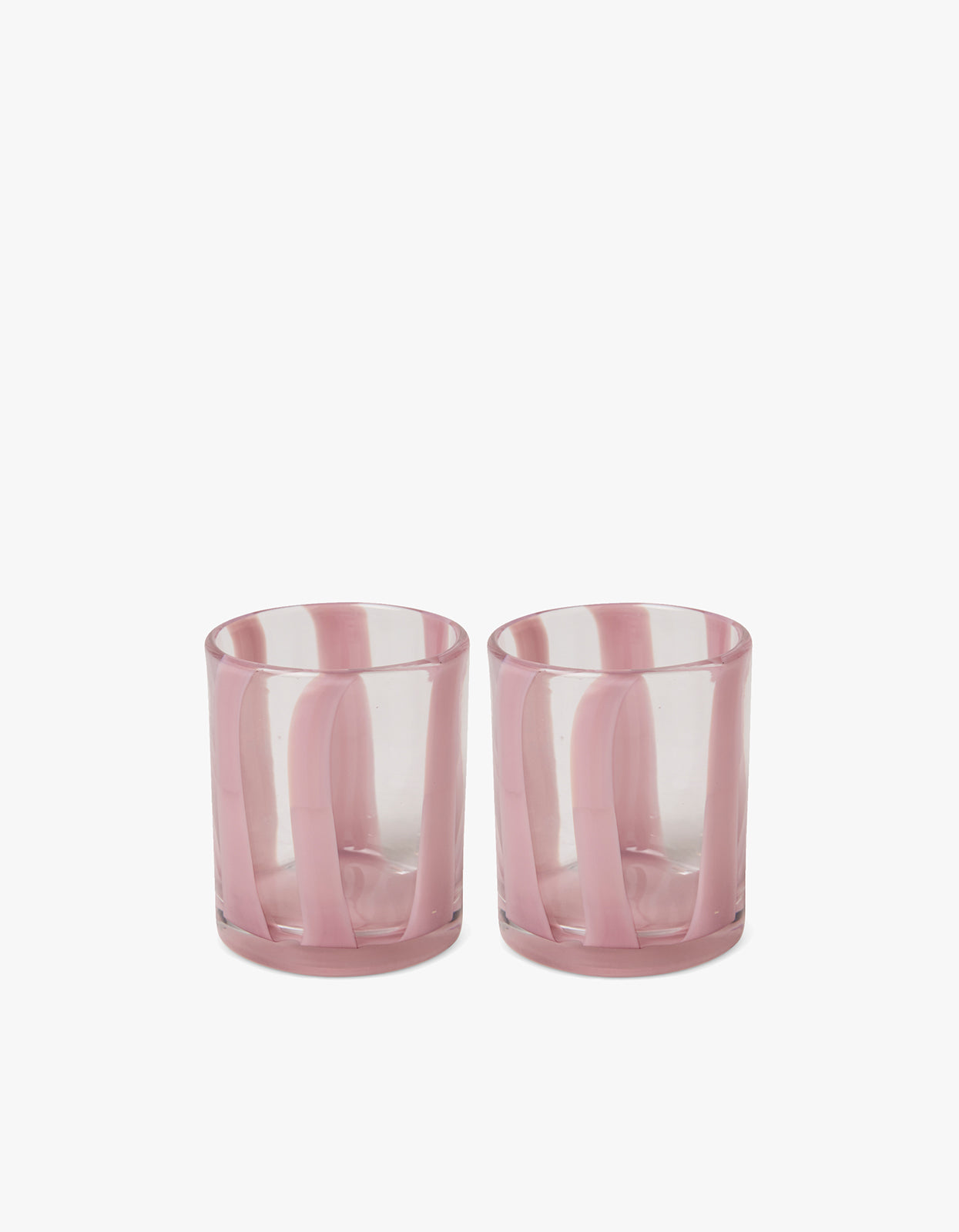 Oink Stripe Tumbler Glass 2 Pack Set - Pink