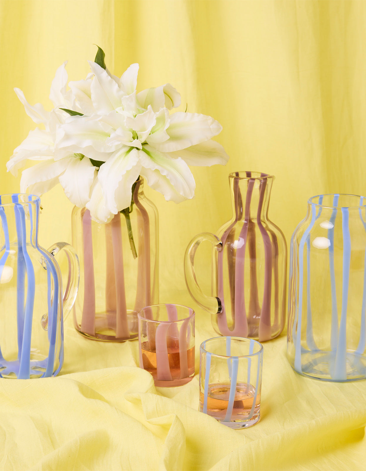 Oink Stripe Tumbler Glass 2 Pack Set - Pink