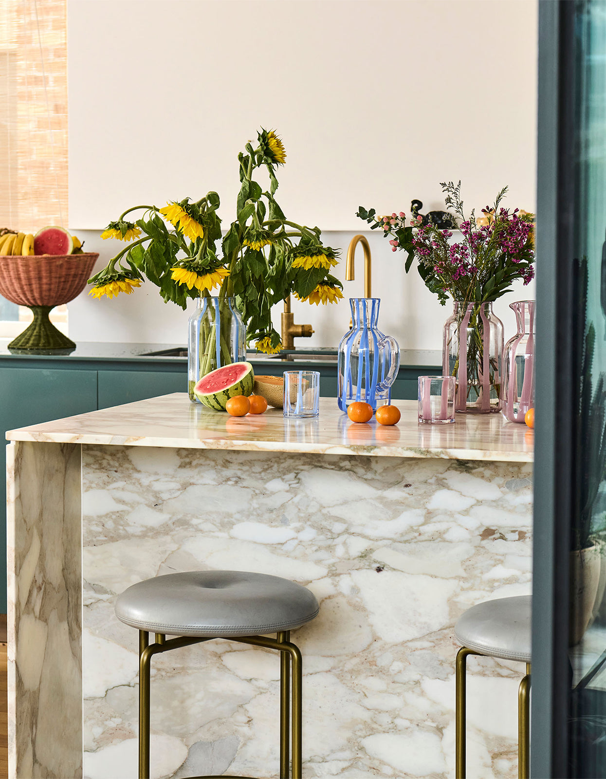 Ahoy Stripe Tumbler Glass 2 Pack Set - Blue