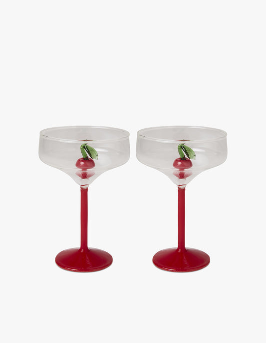 Cherry On Top Margarita Glass 2 Pack Set - Cherry