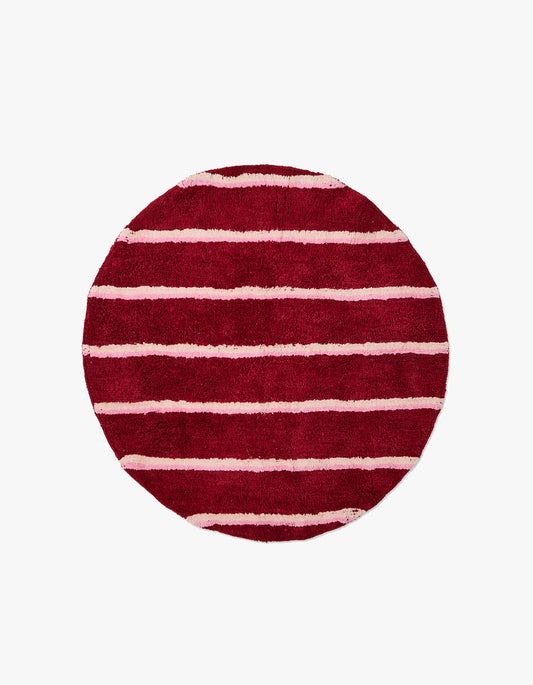 Ruby Rose Stripe Round Bath Mat