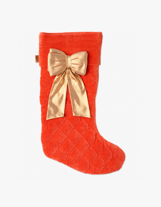 Golden Bow Velvet Stocking
