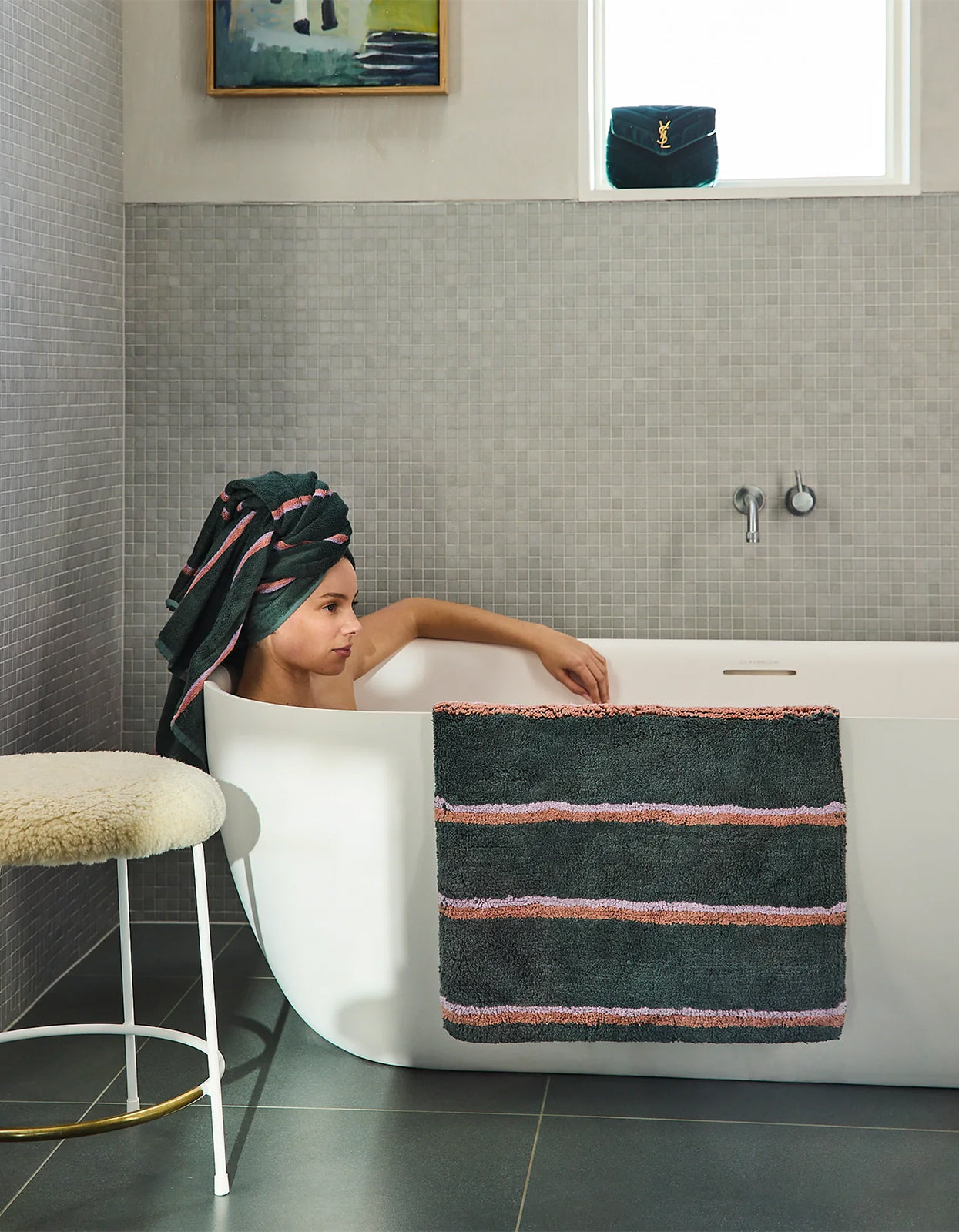 Bamboo Terry Bath Towel - Wakame Stripe Crush