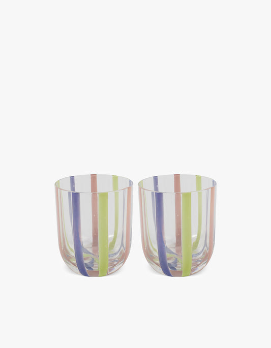 Tumbler Glass 2 Pack Set - Neptune Stripe