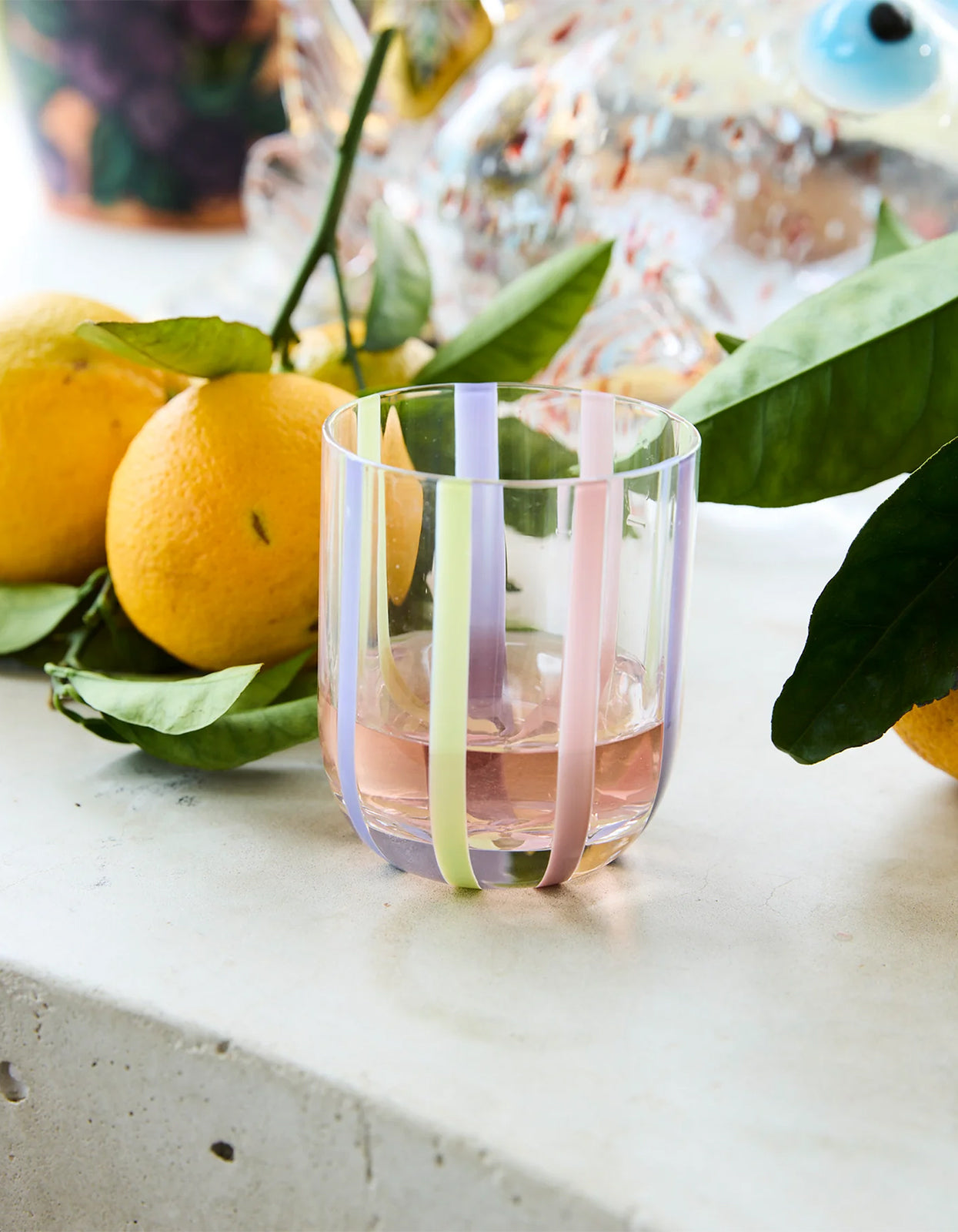 Tumbler Glass 2 Pack Set - Neptune Stripe