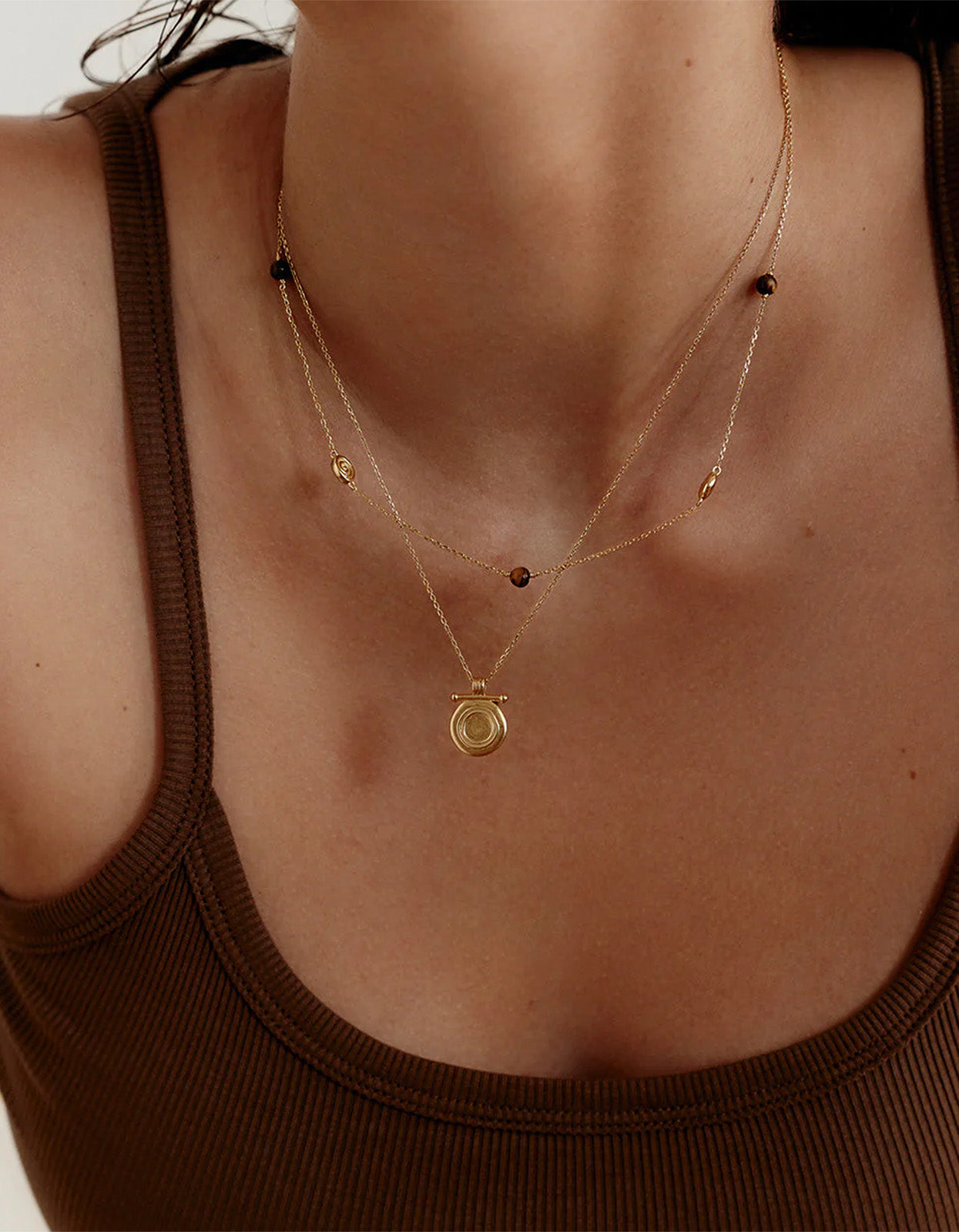 Tempo Tigers Eye Necklace - 18K Gold Vermeil