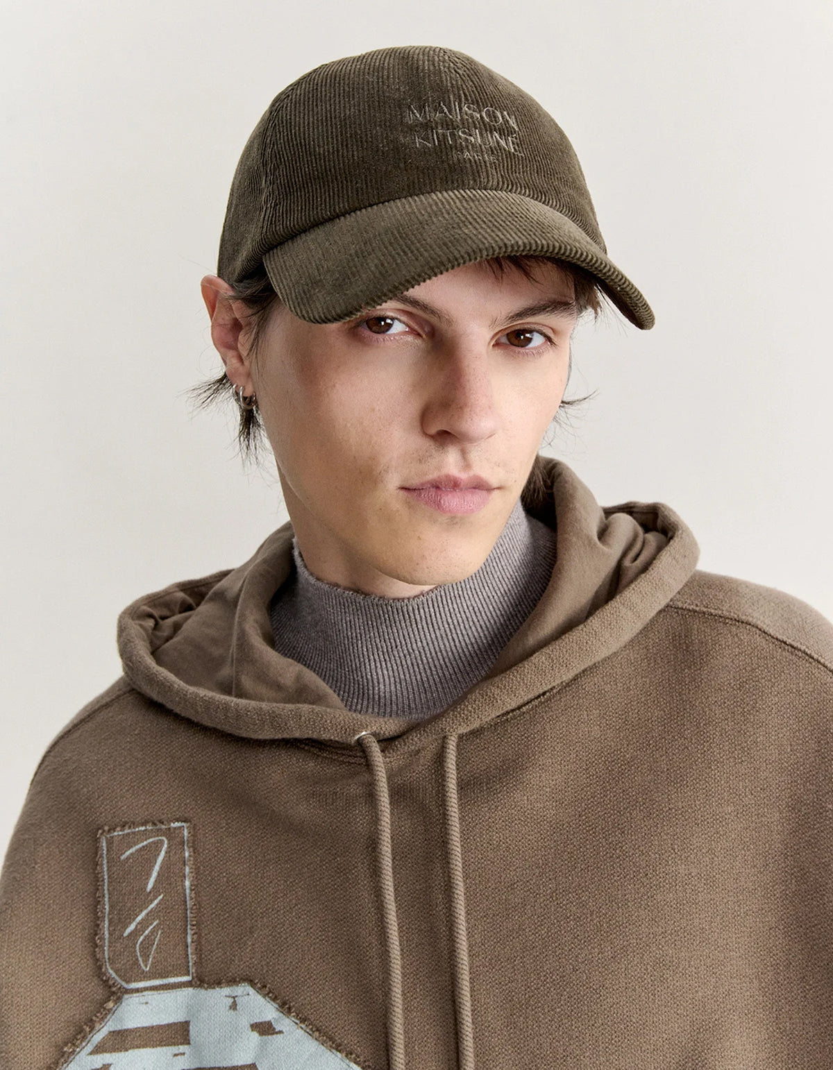 Maison Kitsune Paris Corduroy Cap - Cobblestone