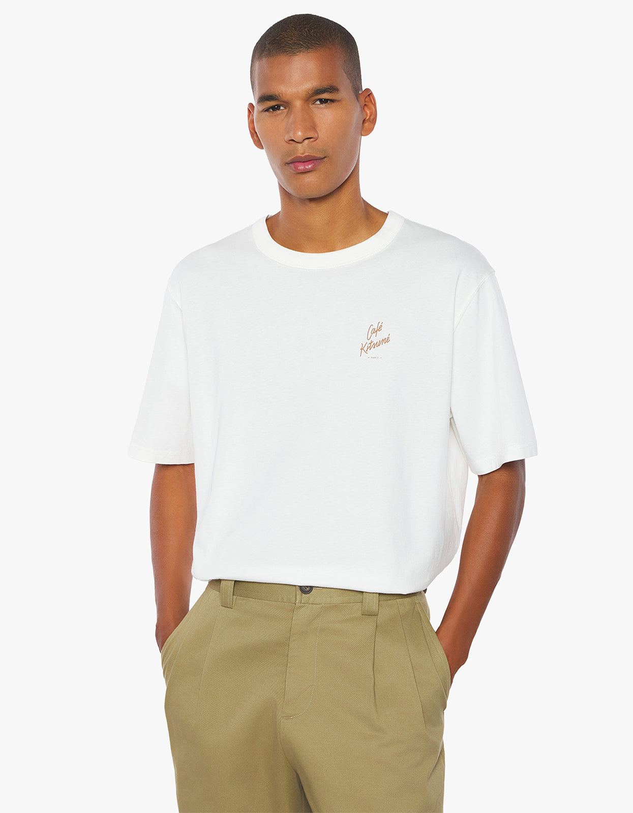 Cafe Kitsune Biking Barista Fox Relax T Shirt - Tapioca