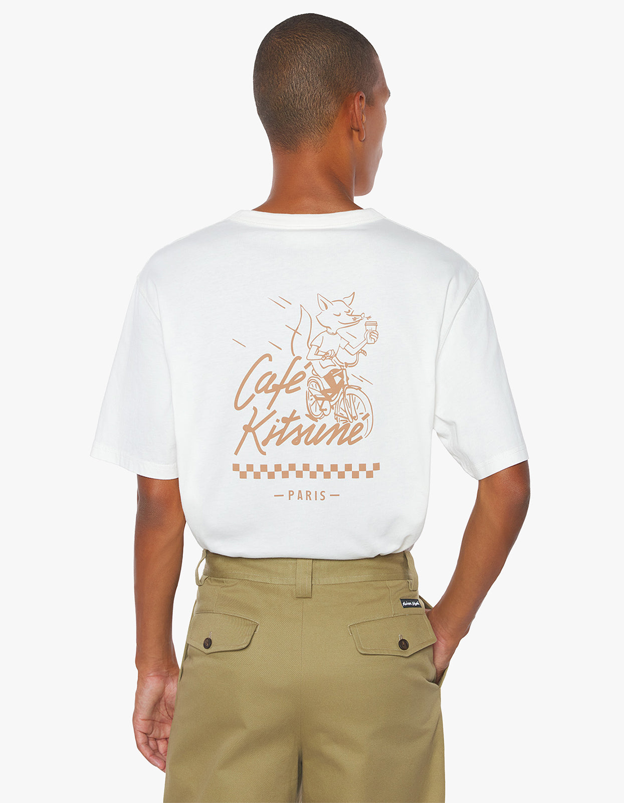 Cafe Kitsune Biking Barista Fox Relax T Shirt - Tapioca