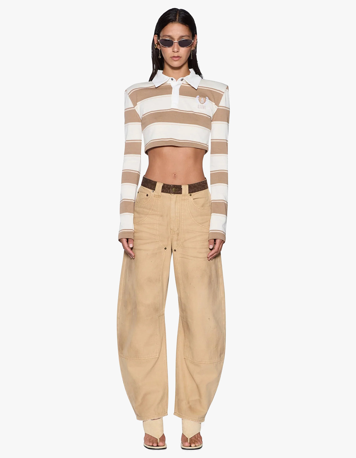 Academy L/S Polo Shirt - Tan Stripe