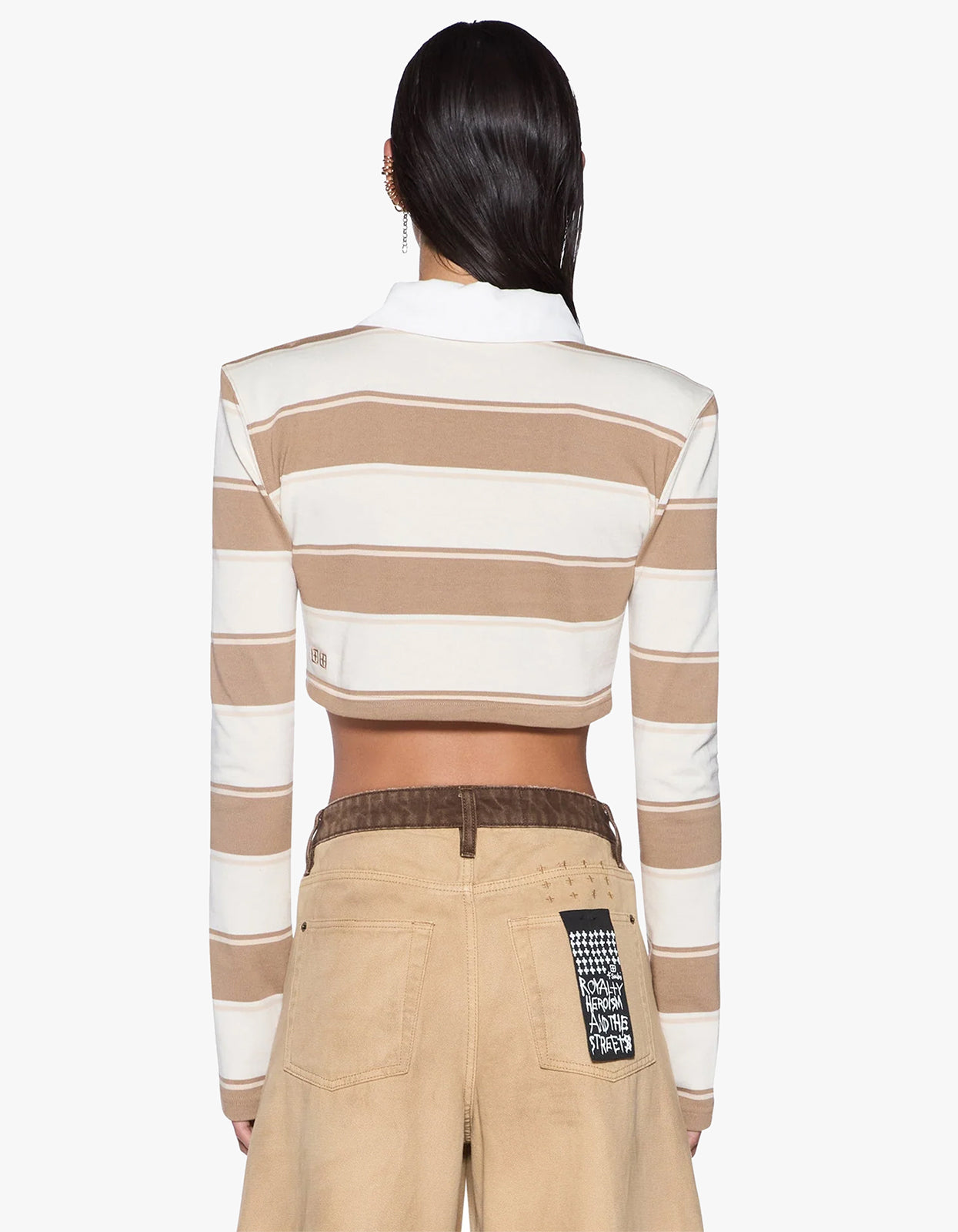 Academy L/S Polo Shirt - Tan Stripe