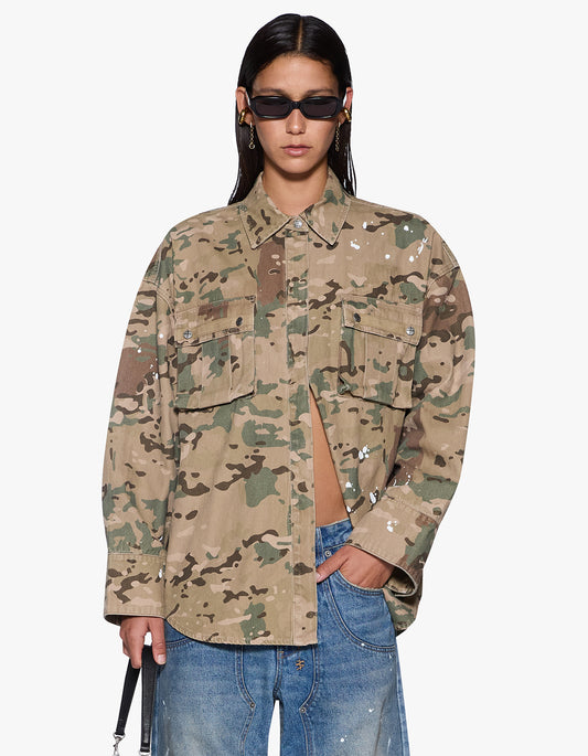 Astra Cargo L/S Shirt - Woodland Camo
