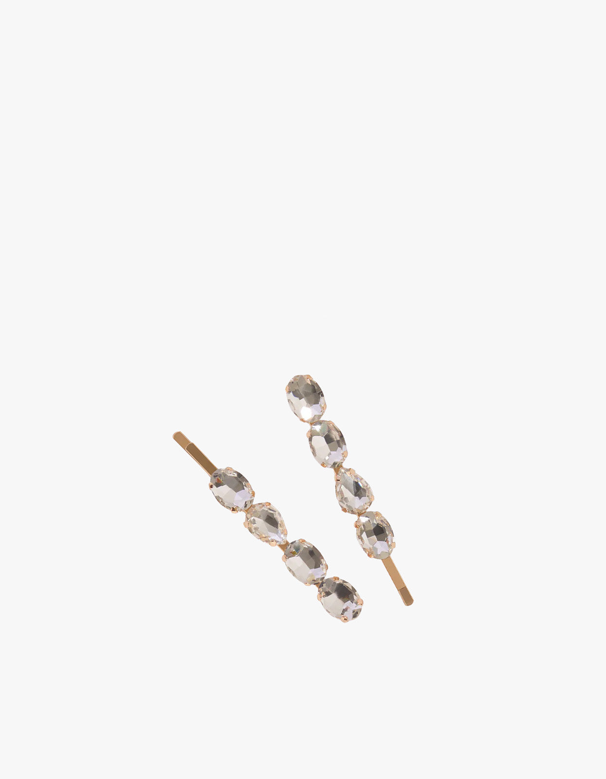 Metal Gemstone Bobby Pins 2Pc Set - White