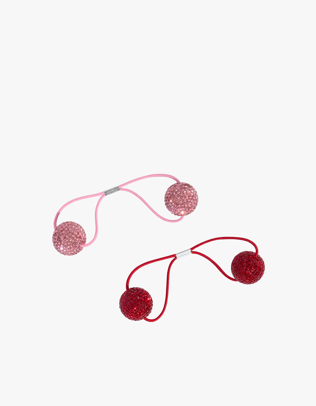 Bubble Hair Tie 2Pc Set - Red And Pink