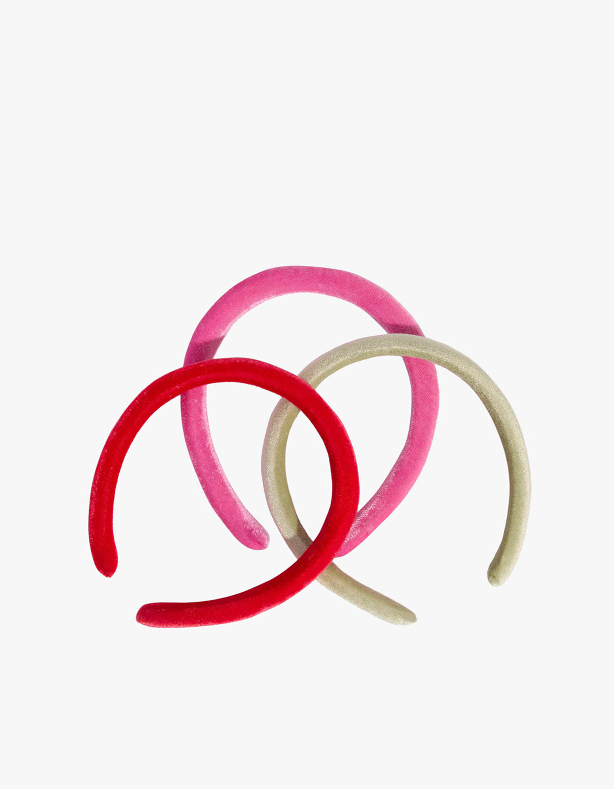 Holiday Velvet Headband 3Pc Set - Red Pink & Green