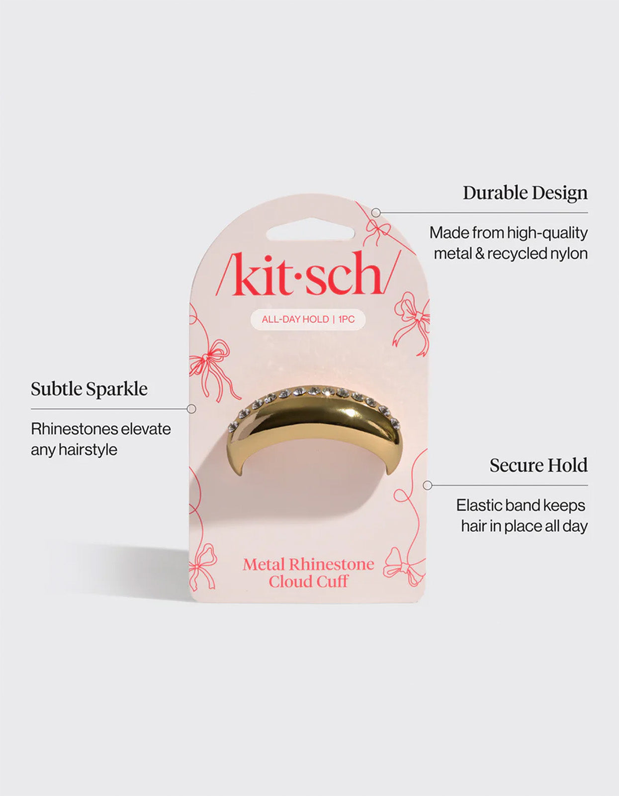 Metal Rhinestone Medium Cloud Cuff - White