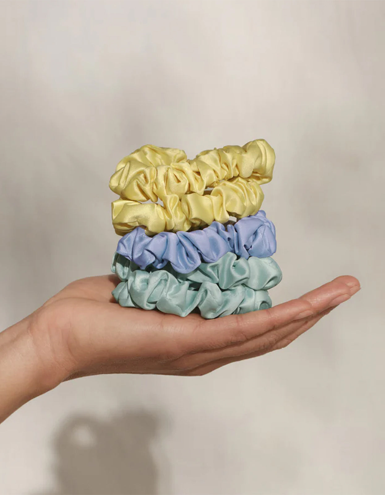 Ruched Satin Scrunchies 5Pc Set - Coastal Cottage
