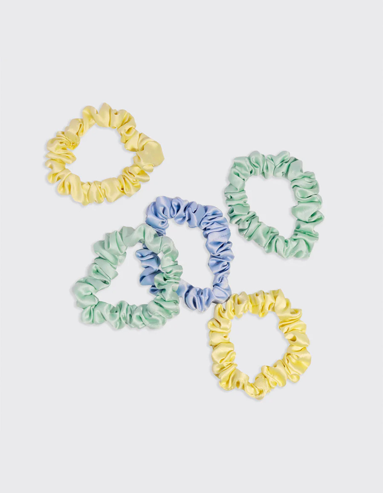 Ruched Satin Scrunchies 5Pc Set - Coastal Cottage