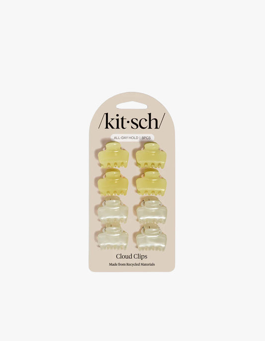 Mini Jelly Cloud Clips 8PC Set - Pearlized Cream & Butter Yellow
