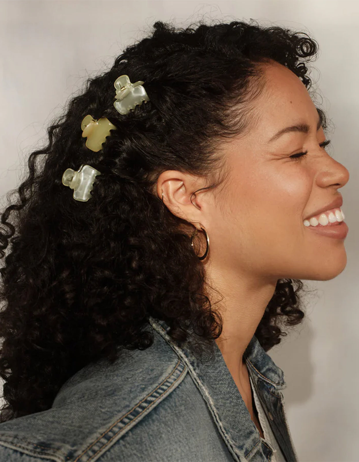 Mini Jelly Cloud Clips 8PC Set - Pearlized Cream & Butter Yellow