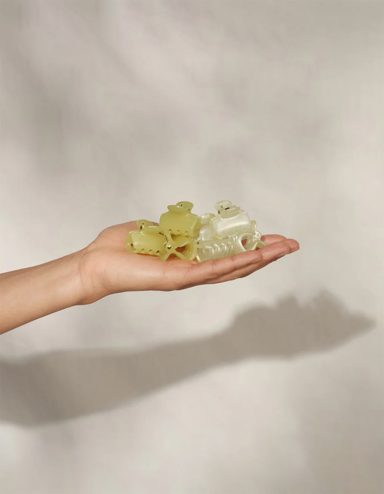 Mini Jelly Cloud Clips 8PC Set - Pearlized Cream & Butter Yellow