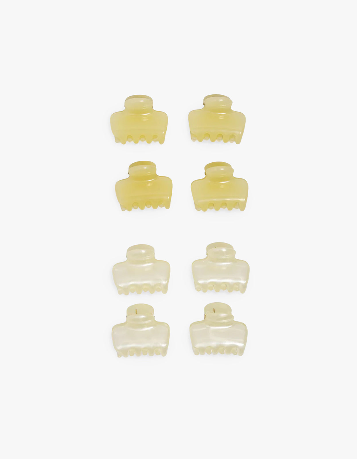 Mini Jelly Cloud Clips 8PC Set - Pearlized Cream & Butter Yellow