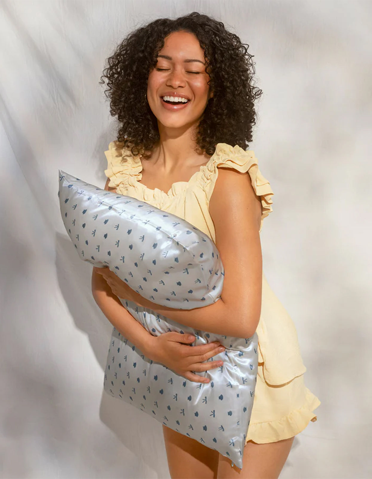 Satin Pillowcase - Pearlized Cream & Coastal Blue Print
