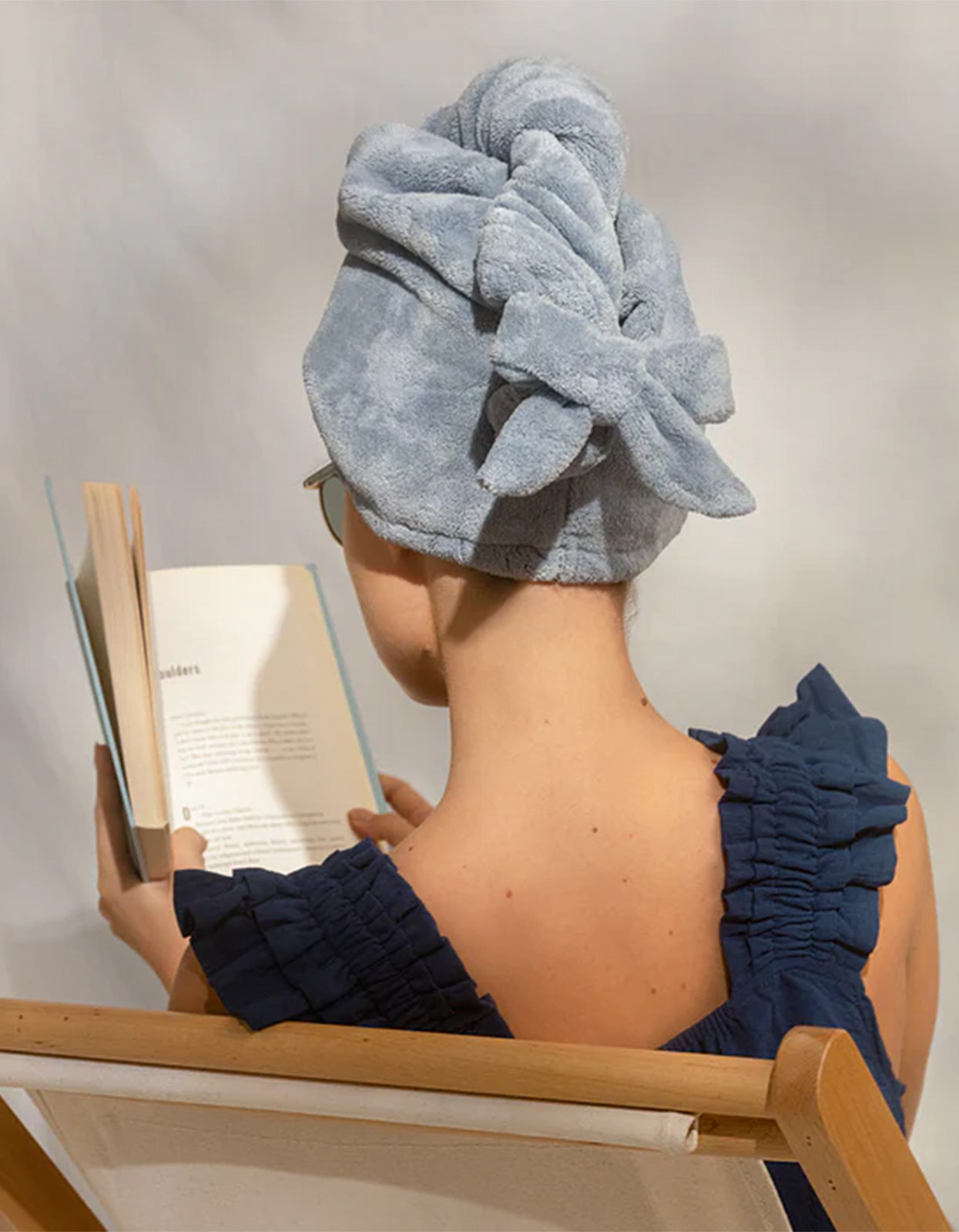 Plush Microfiber Hair Towel Turban - Coastal Blue