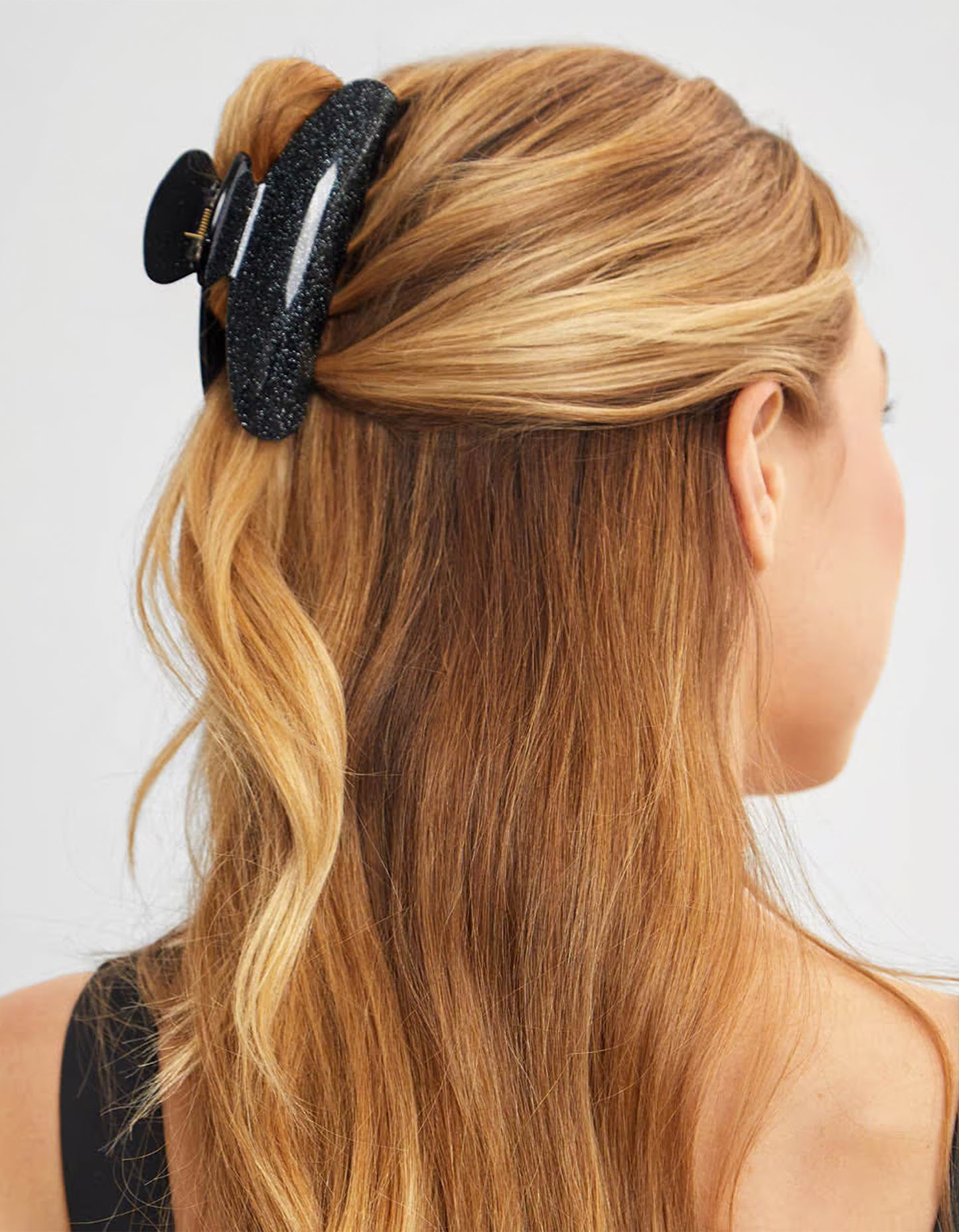 Recycled Plastic Claw Clip - Black Glitter