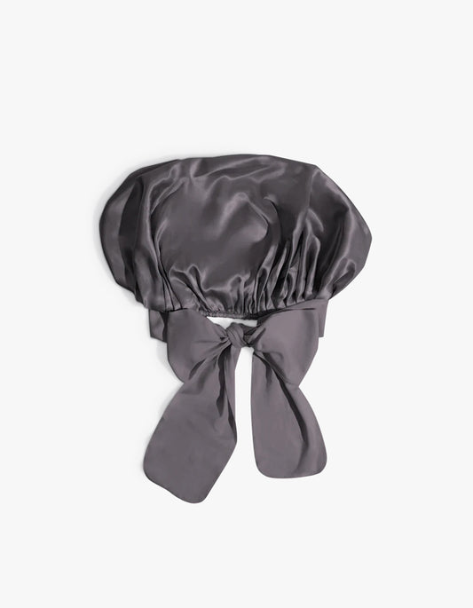 Adjustable Oversized Satin Bonnet - Charcoal