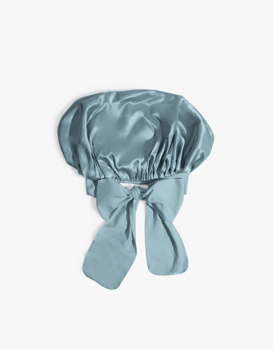 Adjustable Oversized Satin Bonnet - Haze Blue