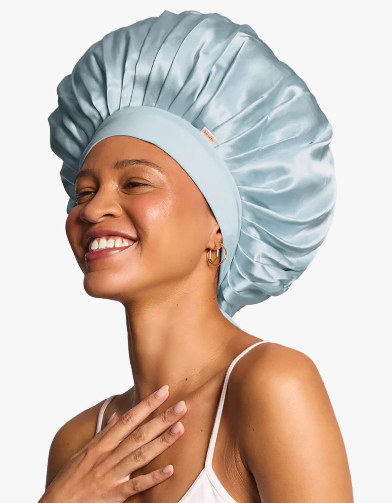 Adjustable Oversized Satin Bonnet - Haze Blue