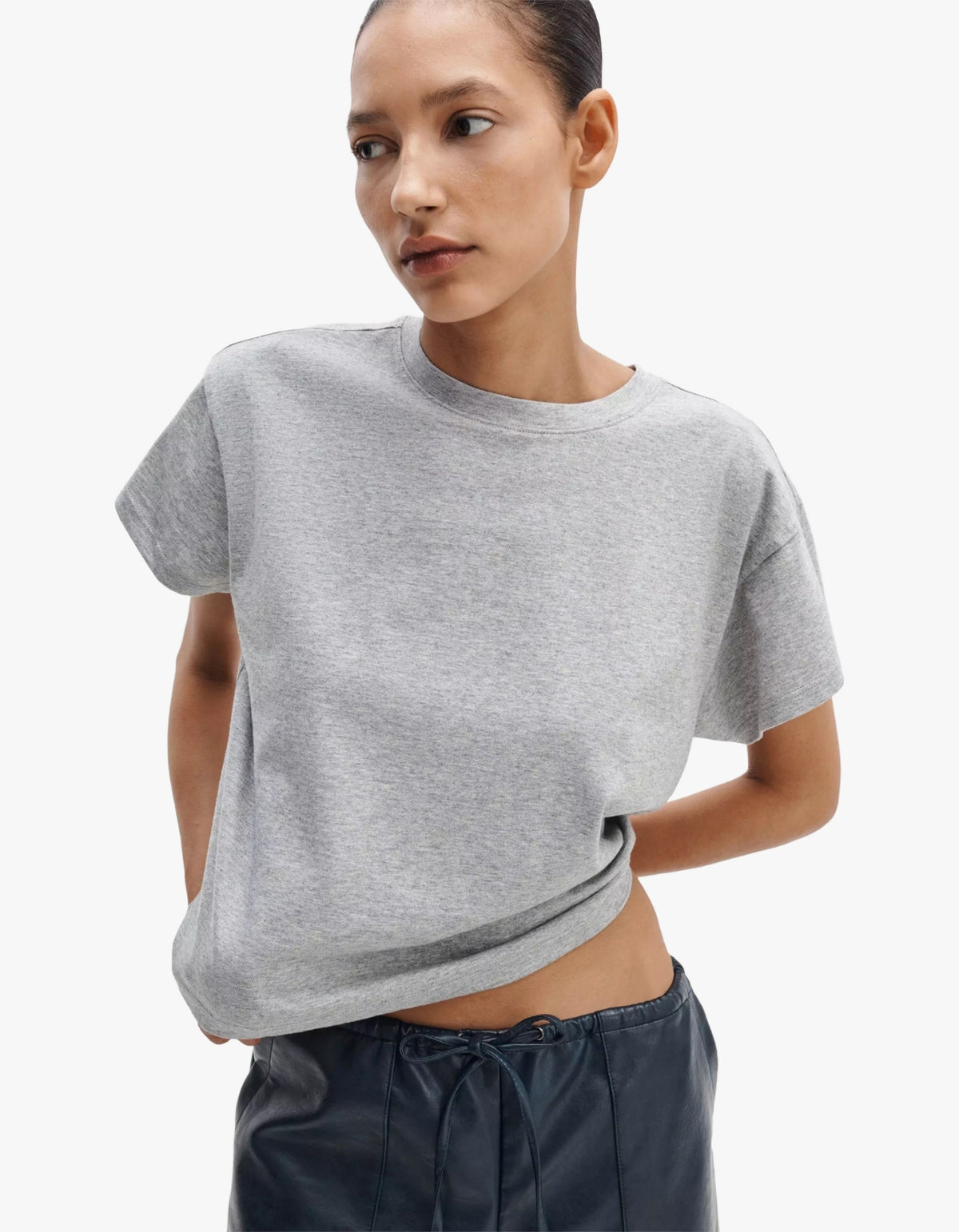 Kelly Boxy Jersey Tee - Heather Grey