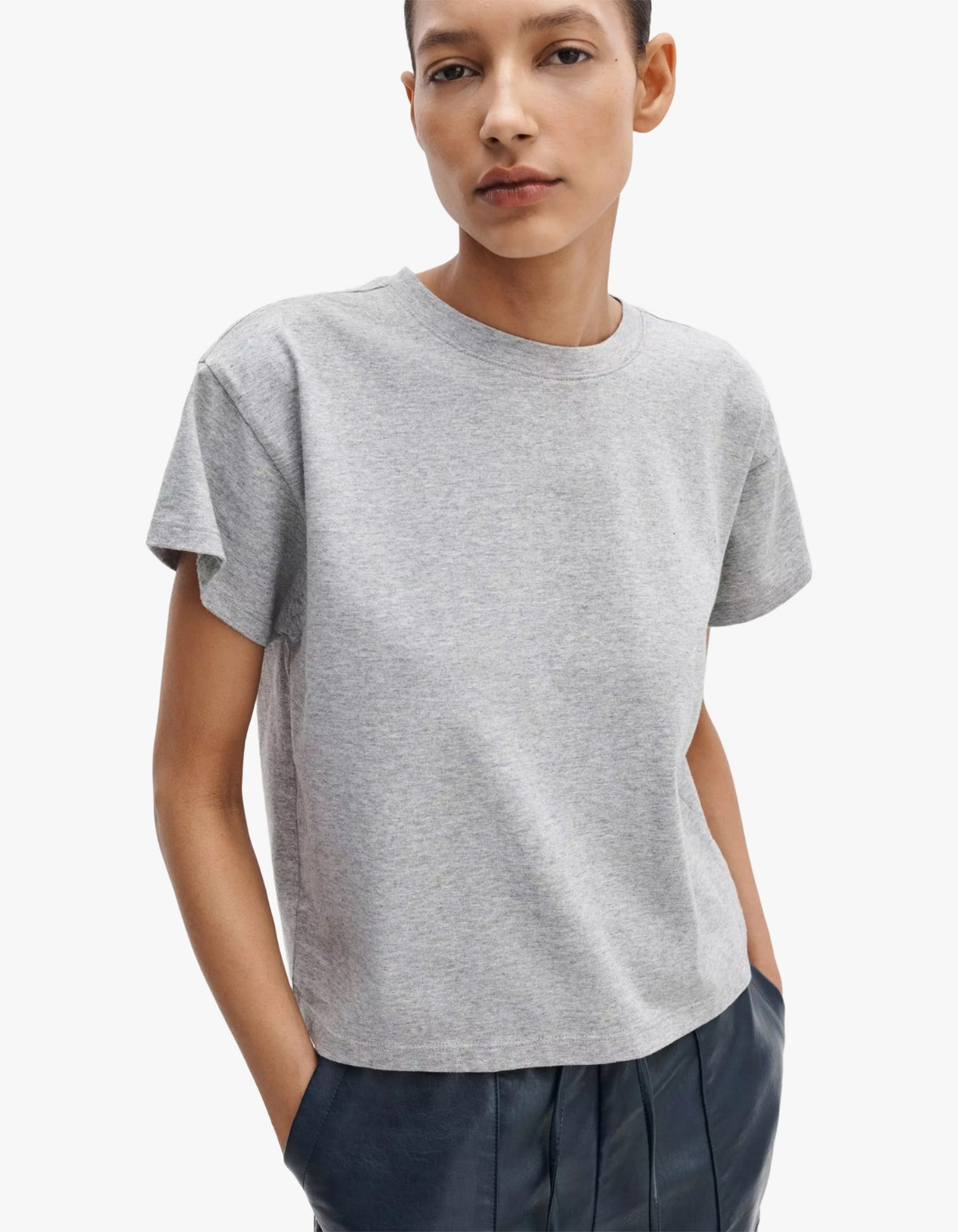 Kelly Boxy Jersey Tee - Heather Grey