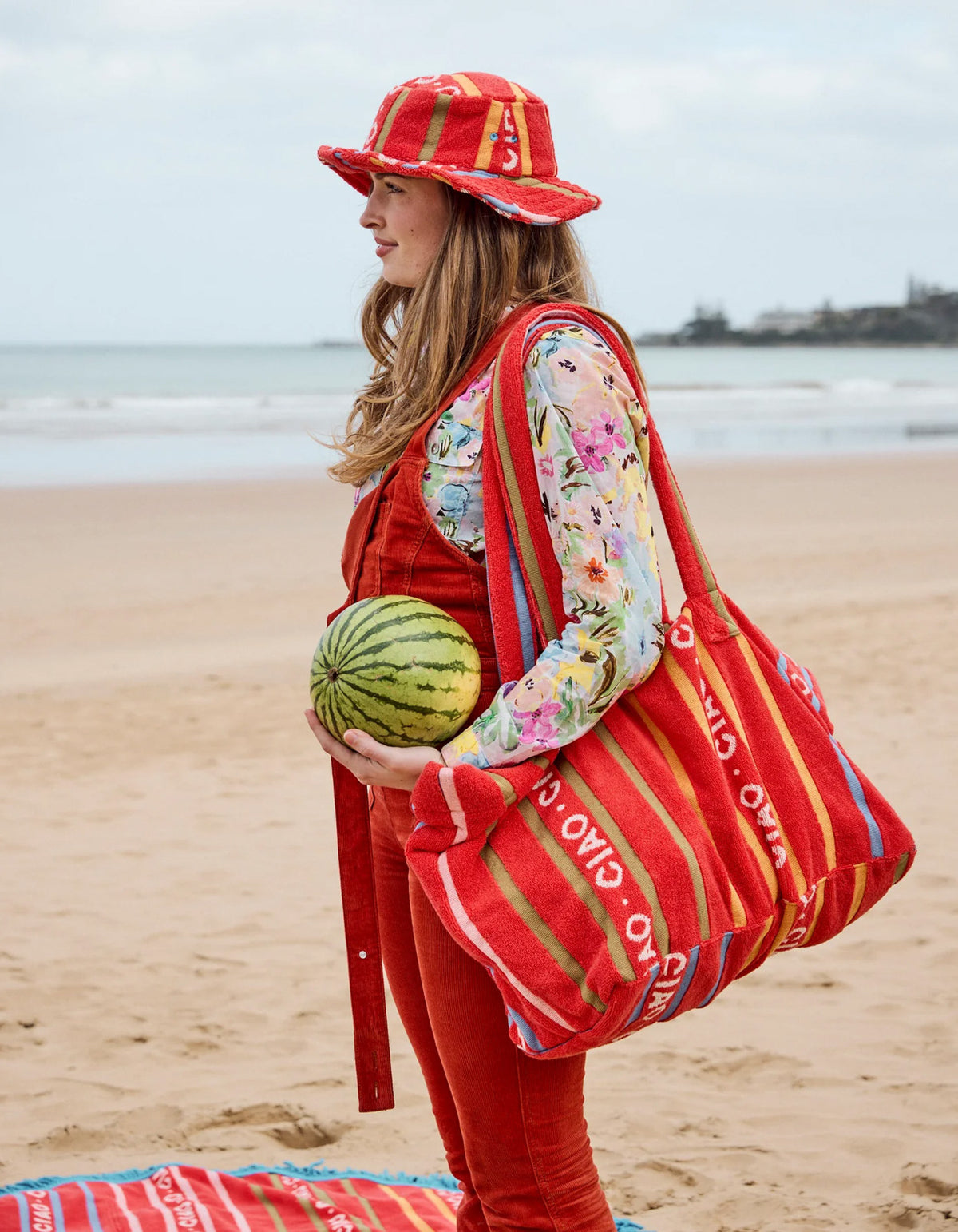 Ciao Stripe Terry Oversized Beach Bag